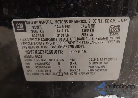 2014 Cadillac Srx Performance Collection from USA, damaged, VIN 3GYFNCE34ES616178